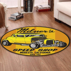 Ag Living Room Round Mat Circle Rug American Graffiti Milner Falfa Ford Couple Hot Rod 02018