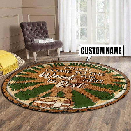 Personalized Camping Living Room Round Mat Circle Rug 07034