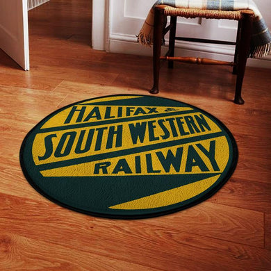 Distressed Halifax South Western Railroad Living Room Round Mat Circle Rug 05158