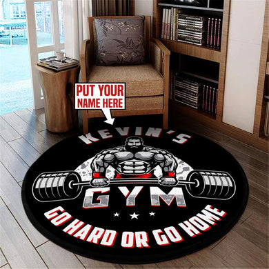 Personalized Gym | Go Hard Or Go Home Living Room Round Mat Circle Rug 06502