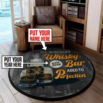 Personalized Whiskey Bar Aged To Perfection Living Room Round Mat Circle Rug 05499