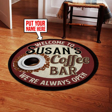 Personalized Coffee Bar Living Room Round Mat Circle Rug 05428