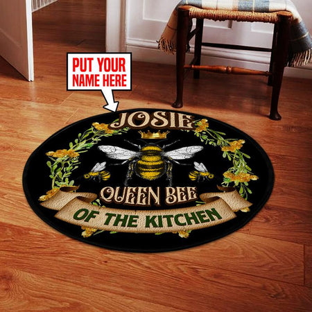 Personalized Queen Bee Of The Kitchen Living Room Round Mat Circle Rug 05470