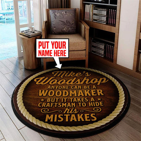 Personalized Woodshop Living Room Round Mat Circle Rug 05435