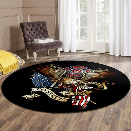 Firefighter Living Room Round Mat Circle Rug 07198