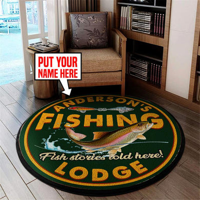 Personalized Fishing Lodge Living Room Round Mat Circle Rug 05476