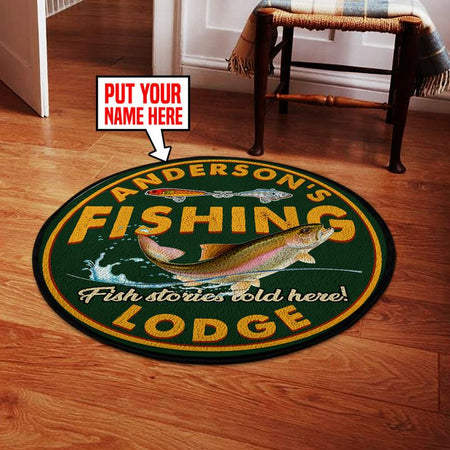 Personalized Fishing Lodge Living Room Round Mat Circle Rug 05476