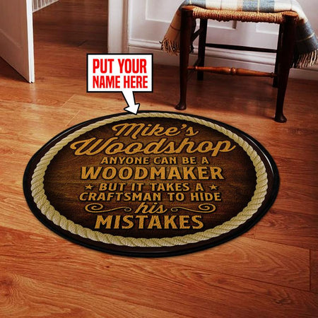 Personalized Woodshop Living Room Round Mat Circle Rug 05435