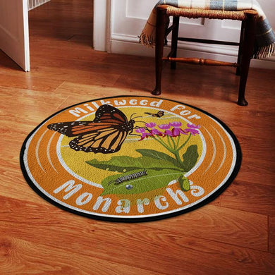 Milkweed For Monarchs Garden Living Room Round Mat Circle Rug 06807