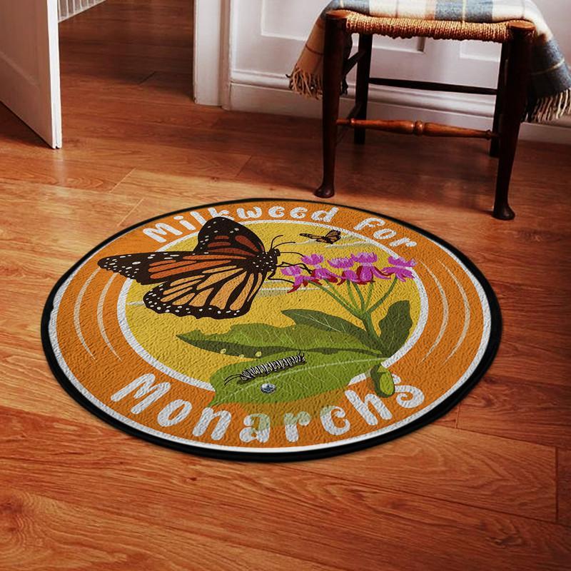 Milkweed For Monarchs Garden Living Room Round Mat Circle Rug 06807