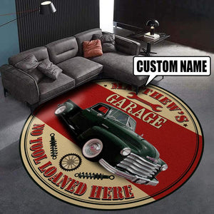 Personalized Garage Living Room Round Mat Circle Rug 07006