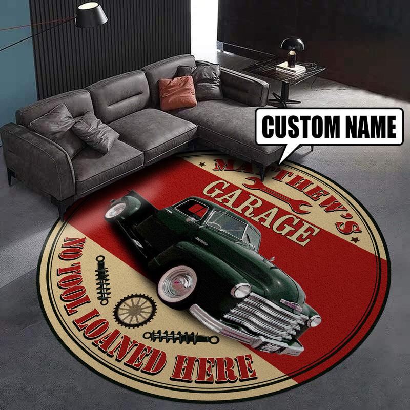 Personalized Garage Living Room Round Mat Circle Rug 07006