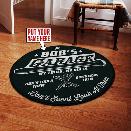 Personalized Garage Living Room Round Mat Circle Rug 06266