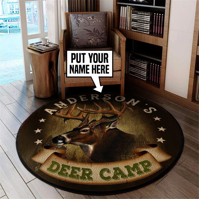 Personalized Hunting Deere Camp Living Room Round Mat Circle Rug 05316