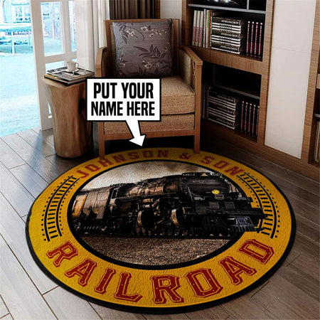 Personalize Union Pacific Big Boy 4014 Railroad Railway Living Room Round Mat Circle Rug 05256