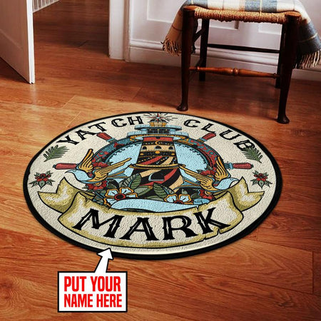 Personalized Classic Yacht Club Living Room Round Mat Circle Rug 05798