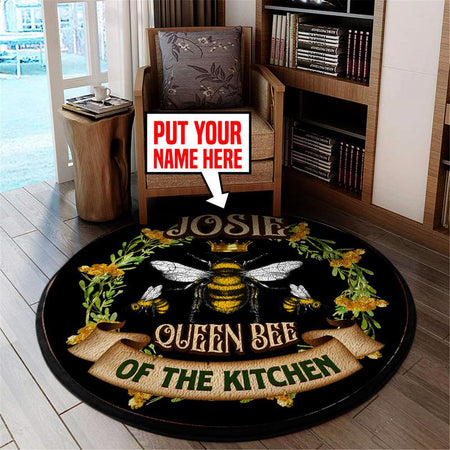 Personalized Queen Bee Of The Kitchen Living Room Round Mat Circle Rug 05470