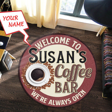 Personalized Coffee Bar Living Room Round Mat Circle Rug 05428