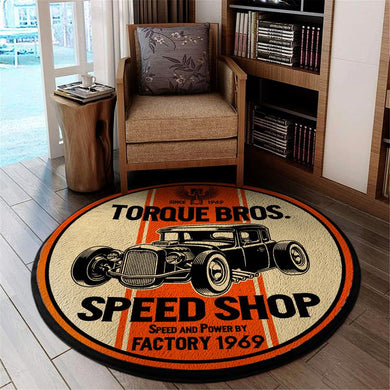 Torque Brothers Speed Shop Living Room Round Mat Circle Rug 05404