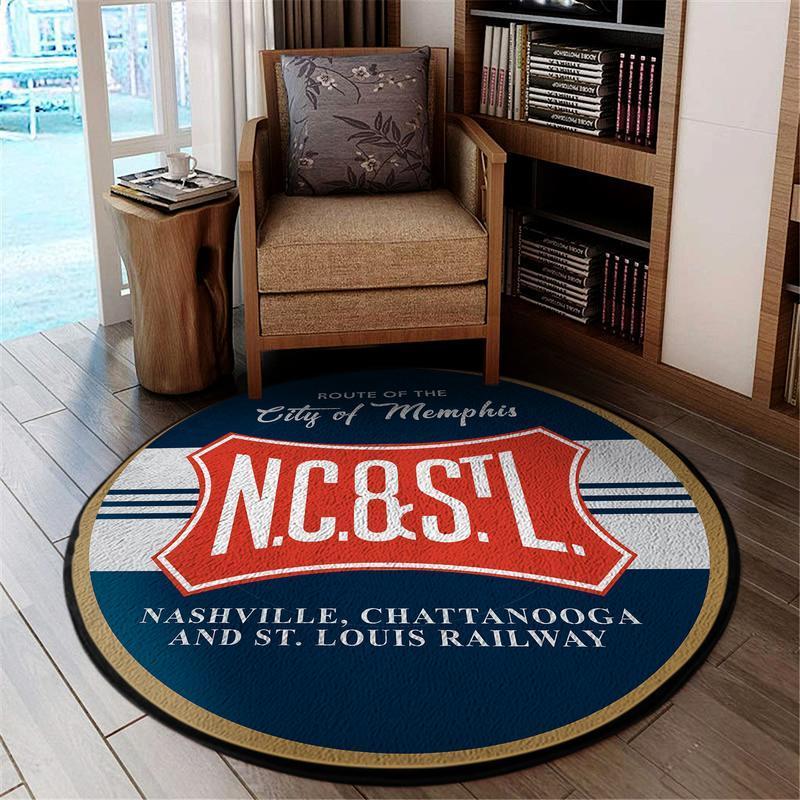 Nashville Living Room Round Mat Circle Rug Nashville, Chattanooga, & St. Louis Railroad 04699