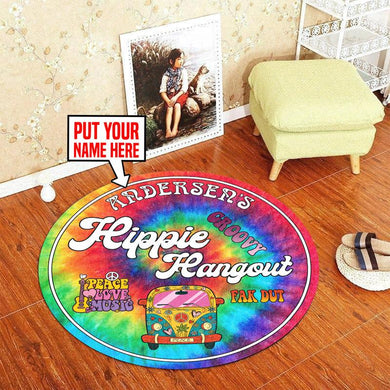 Personalized Hippie Hangout Living Room Round Mat Circle Rug 07043