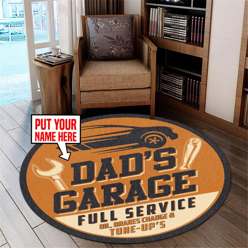 Personalized Garage Living Room Round Mat Circle Rug 06704