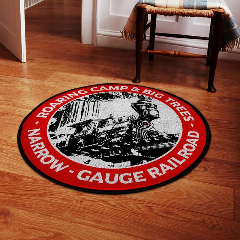 Ngrw Living Room Round Mat Circle Rug Narrow Gauge Railway 04734