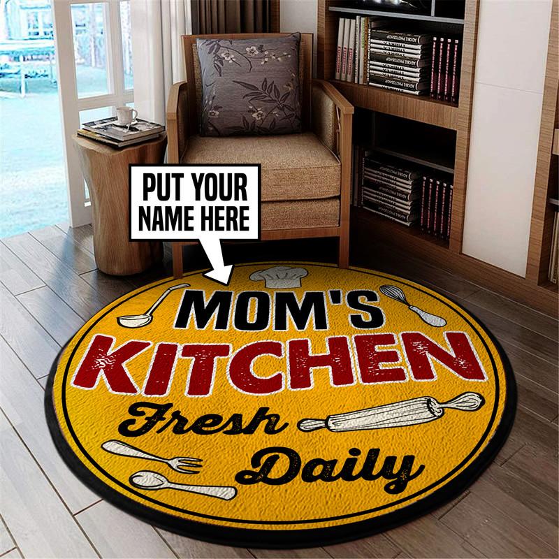 Personalized Mom's Kitchen Living Room Round Mat Circle Rug 05456