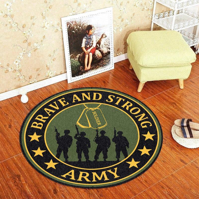 Soldier Brave And Strong Army Living Room Round Mat Circle Rug 06693