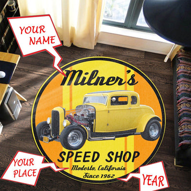 Milner's Speed Shop American Graffiti [Personalized] Living Room Round Mat Circle Rug 05285