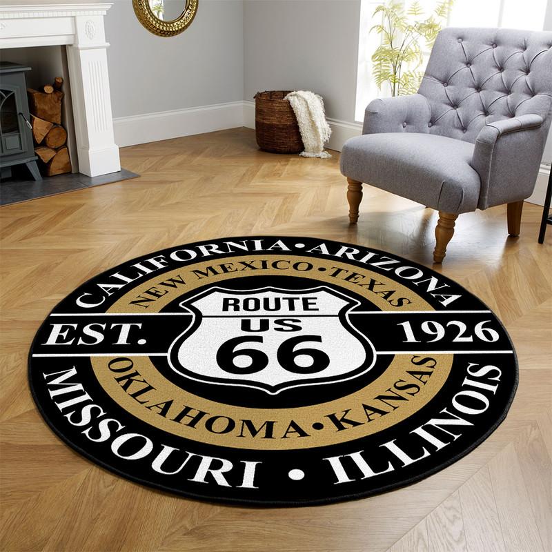 Route 66 Living Room Round Mat Circle Rug 07371