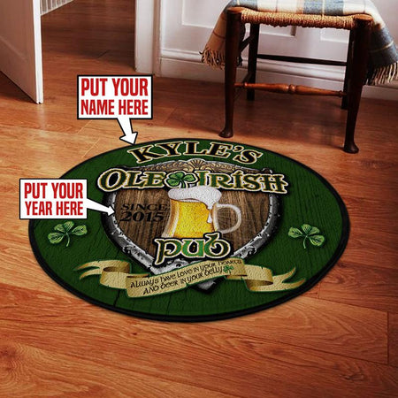 Personalized Ole Irish Pub Living Room Round Mat Circle Rug 06207