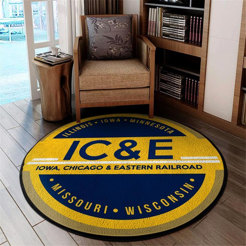 Ice Living Room Round Mat Circle Rug Ice Iowa, Chicago, & Eastern Railroad 04736