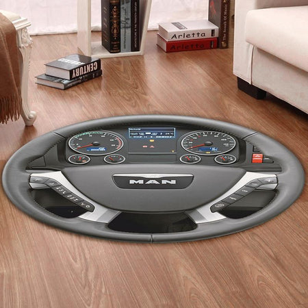 Mantruck Living Room Round Mat Circle Rug Man Truck 01972