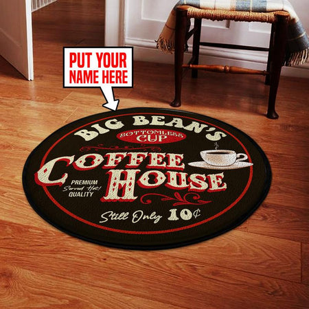 Personalized Coffee House Living Room Round Mat Circle Rug 05961