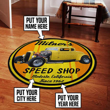 Milner's Speed Shop American Graffiti [Personalized] Living Room Round Mat Circle Rug 05285