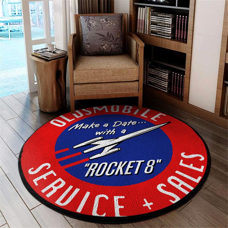 Oldsmobile Rocket 8 Service And Sales Round Living Room Round Mat Circle Rug 05243