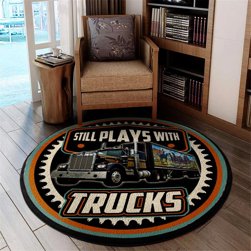 Still Play With Trucks Kenworth Living Room Round Mat Circle Rug 05367