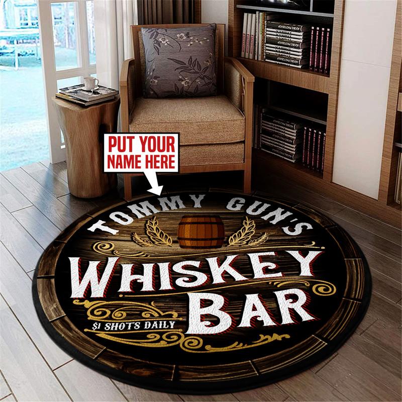 Personalized Whiskey Bar Living Room Round Mat Circle Rug 05958