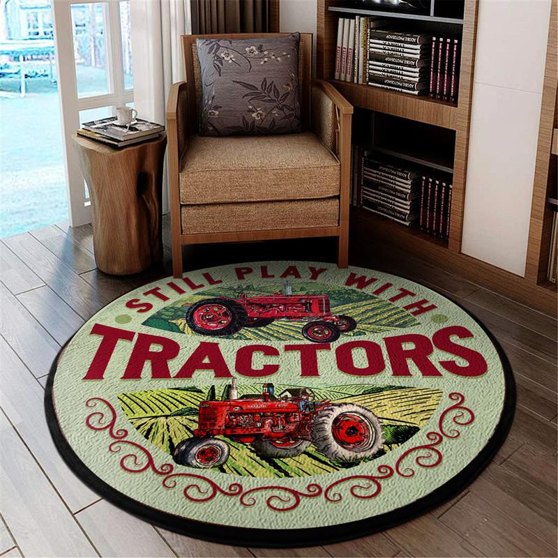 Still Play With Tractors Case Ih Living Room Round Mat Circle Rug 05364