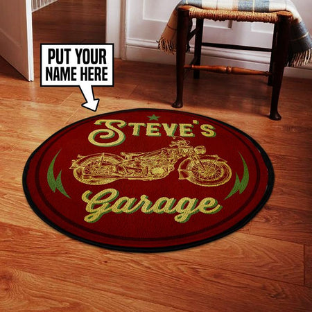 Personalized Dad's Garage Living Room Round Mat Circle Rug 05296
