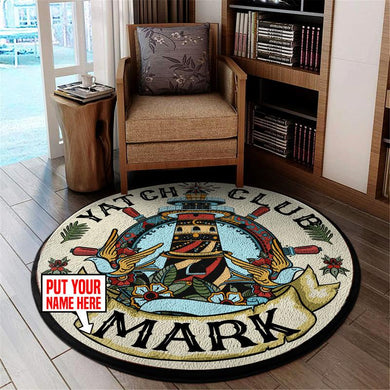Personalized Classic Yacht Club Living Room Round Mat Circle Rug 05798