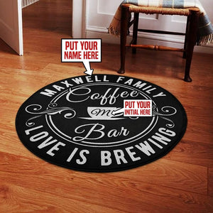 Personalized Coffee Bar Living Room Round Mat Circle Rug 05896