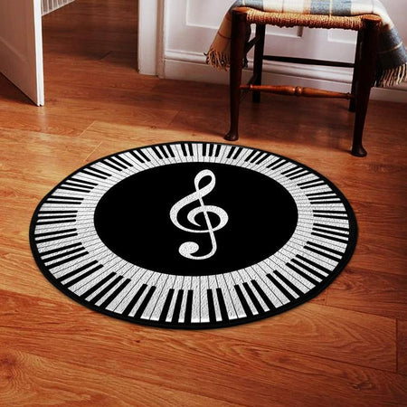 Piano Room Living Room Round Mat Circle Rug 06179