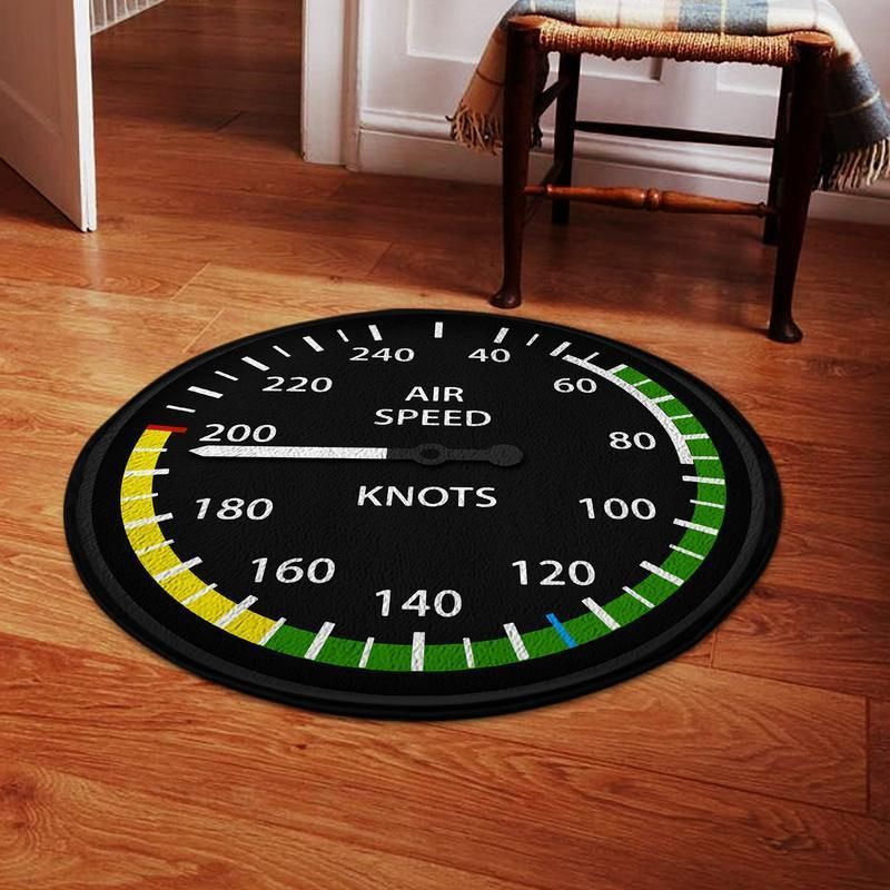 Aircraft Living Room Round Mat Circle Rug Airspeed Aviation Aircraft Indicator 04199