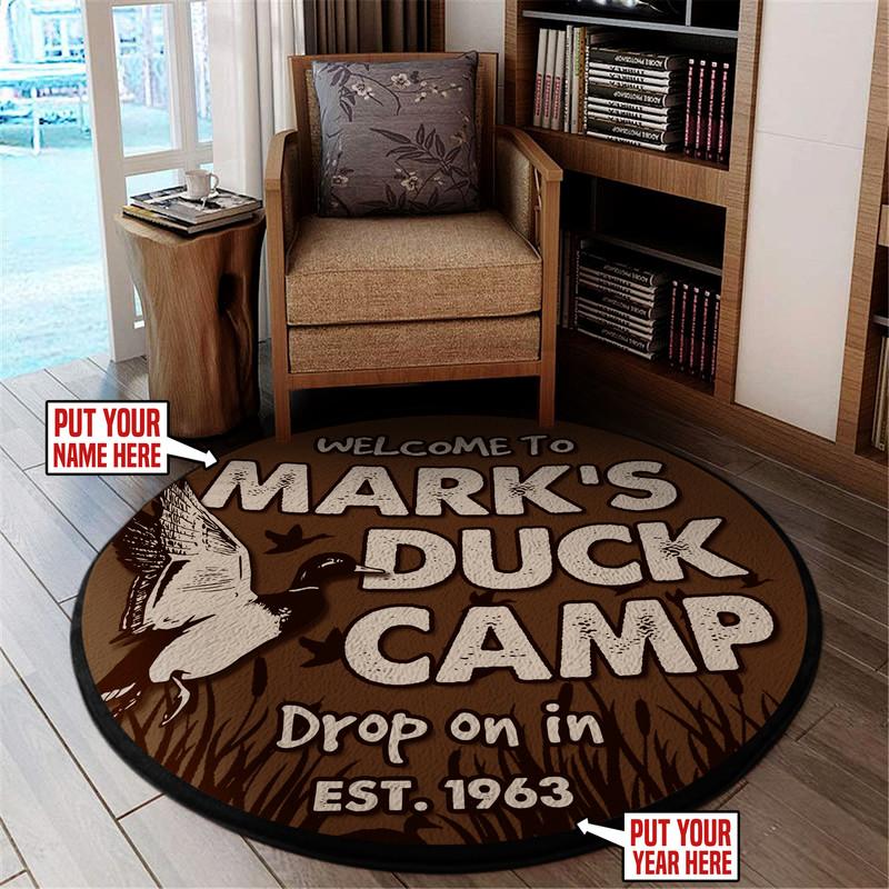 Personalized Welcome To Duck Camp Living Room Round Mat Circle Rug 06161