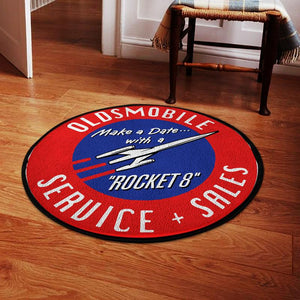 Oldsmobile Rocket 8 Service And Sales Round Living Room Round Mat Circle Rug 05243