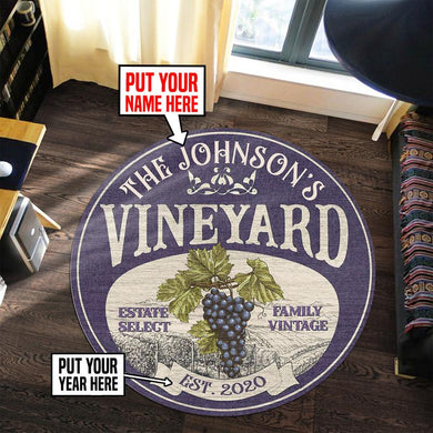 Personalized Vineyard Winery Living Room Round Mat Circle Rug 07045