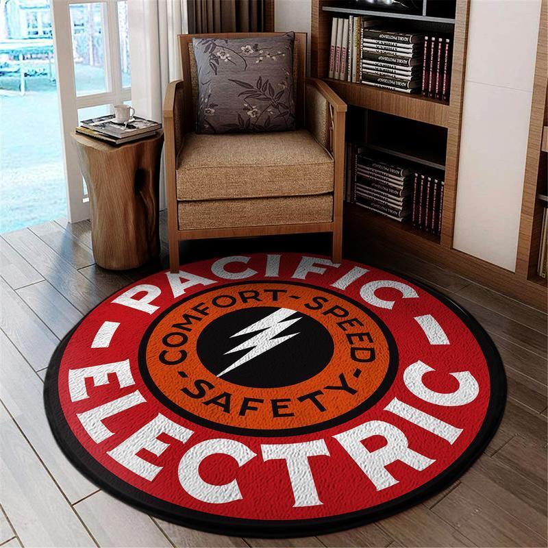 Perr Living Room Round Mat Circle Rug Pacific Electric Railroad 04633