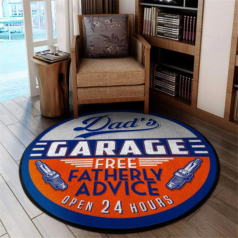 Dads Garage Fatherly Advice Living Room Round Mat Circle Rug 05269